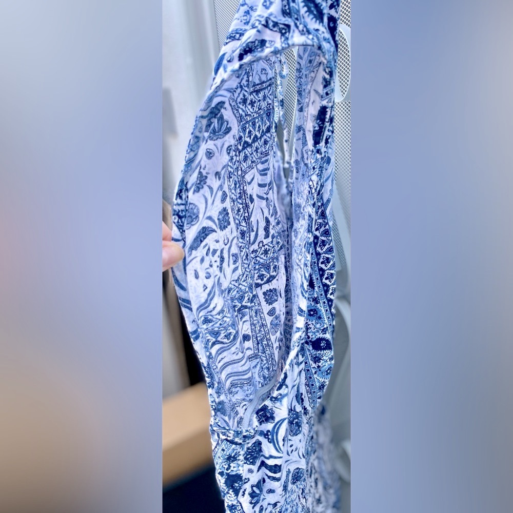 Old Navy waist defined Midi Blue and White Paisley Dress. 3x with pockets - Picture 7 of 8